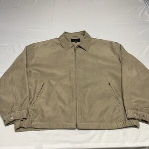 Gary Player Jacket Mens 3XL Taupe Brown Faux Suede Bi Swing Bomber Full Zip Golf